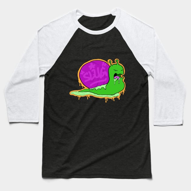 Graffiti Slug Baseball T-Shirt by DistilledOasis